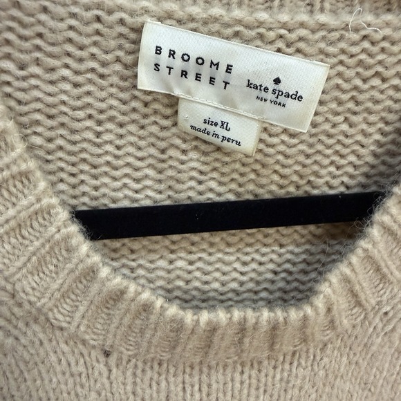 Kate Spade Broome Street | Alpaca Fringe Pullover Sweater | Tan Cozy Soft Sz XL - Picture 3 of 9